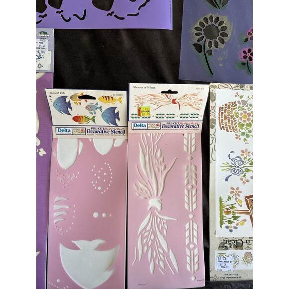 10 STENCILS Variety Birds Fish Sorts Airplanes Letters Hearts New & Used Lot 10 - Picture 5 of 8